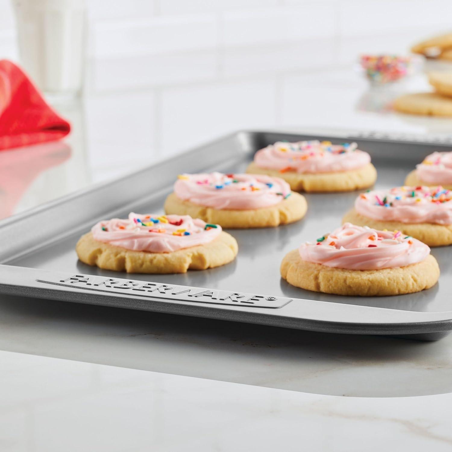 imageFarberware Nonstick Bakeware 4Piece Baking Sheet Set Gray 