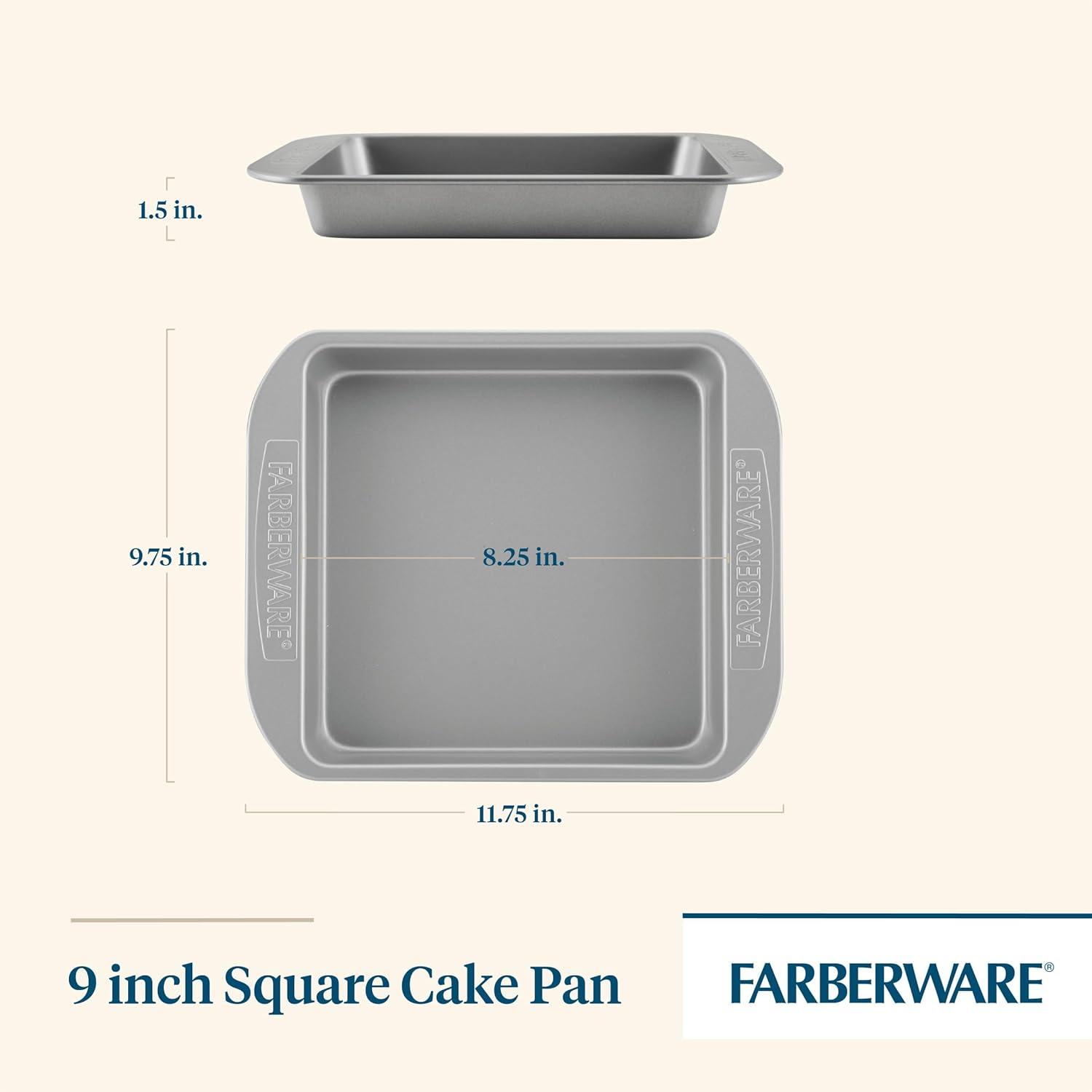 imageFarberware Nonstick Bakeware 9Inch Square Cake Pan GraySquare