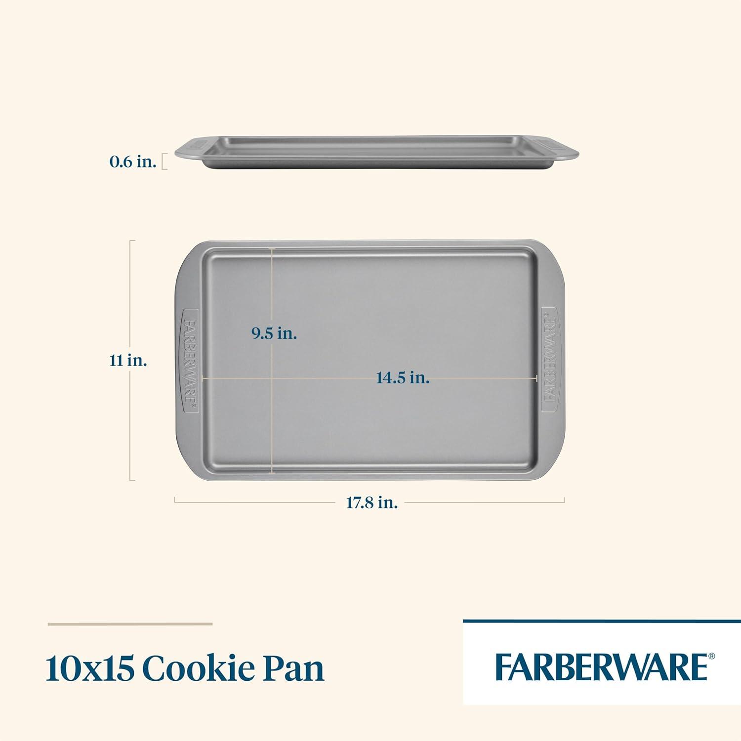 imageFarberware Nonstick Bakeware Nonstick Cookie Sheet  Baking Sheet  10 Inch x 15 Inch Gray10 x 15 1 piece
