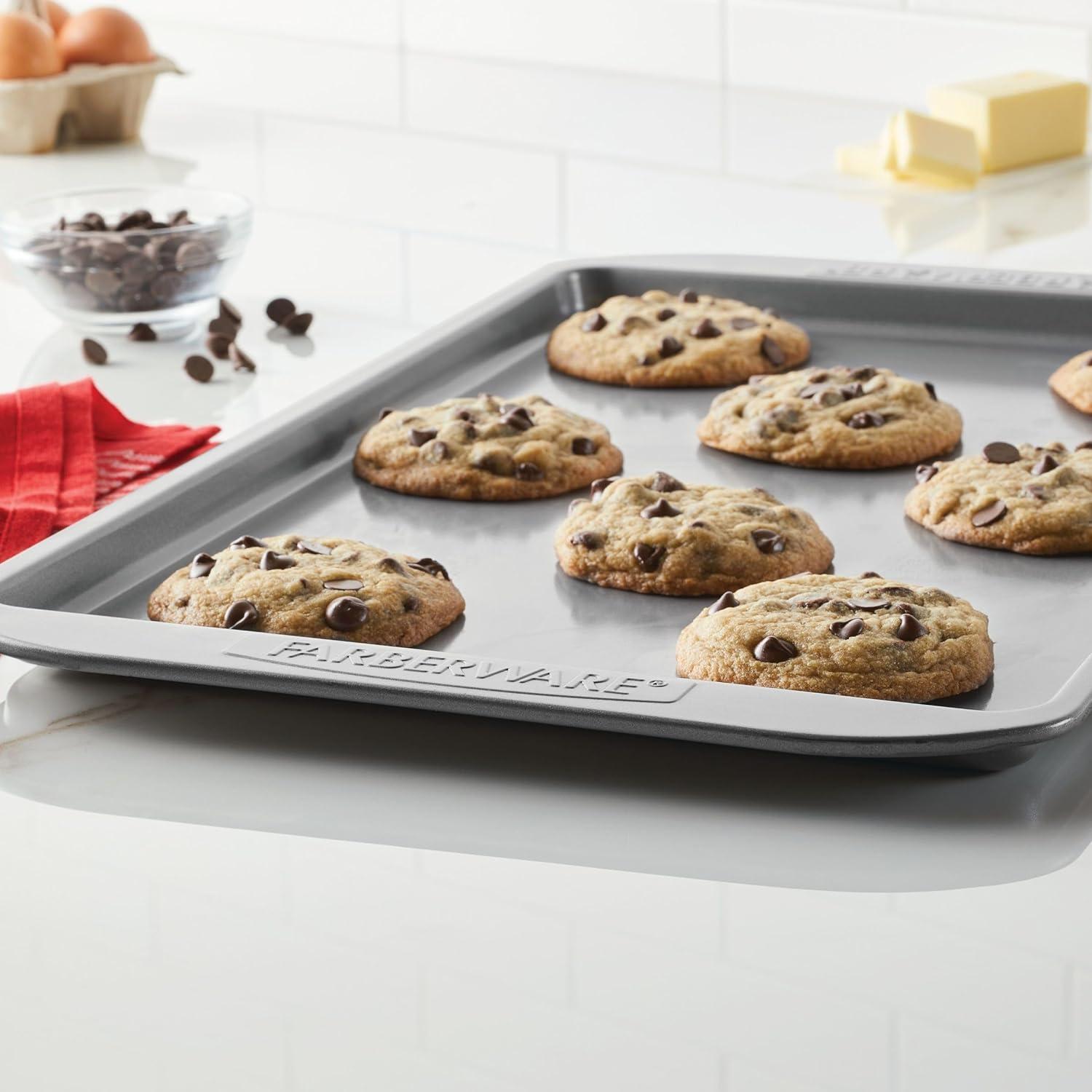 imageFarberware Nonstick Bakeware Nonstick Cookie Sheet  Baking Sheet  10 Inch x 15 Inch Gray11 x 17 1 piece