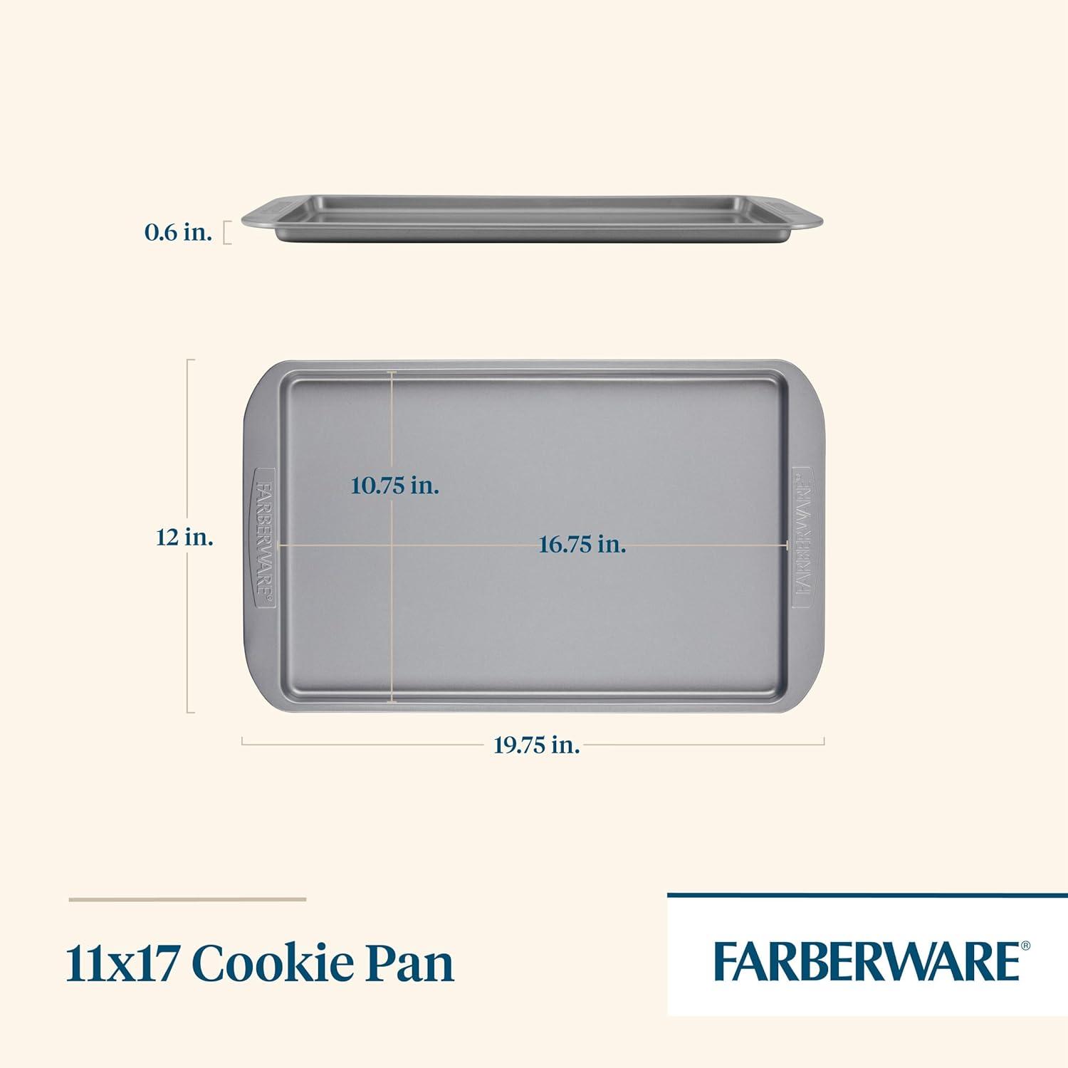 imageFarberware Nonstick Bakeware Nonstick Cookie Sheet  Baking Sheet  10 Inch x 15 Inch Gray11 x 17 1 piece