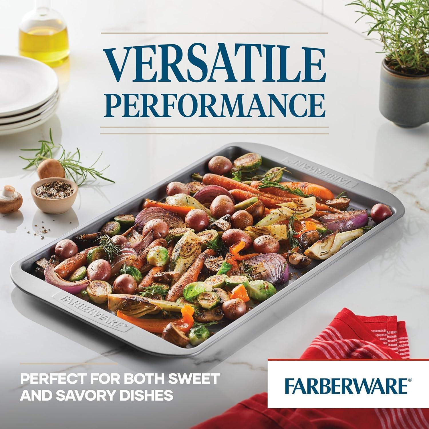 imageFarberware Nonstick Bakeware Nonstick Cookie Sheet  Baking Sheet  10 Inch x 15 Inch Gray11 x 17 1 piece