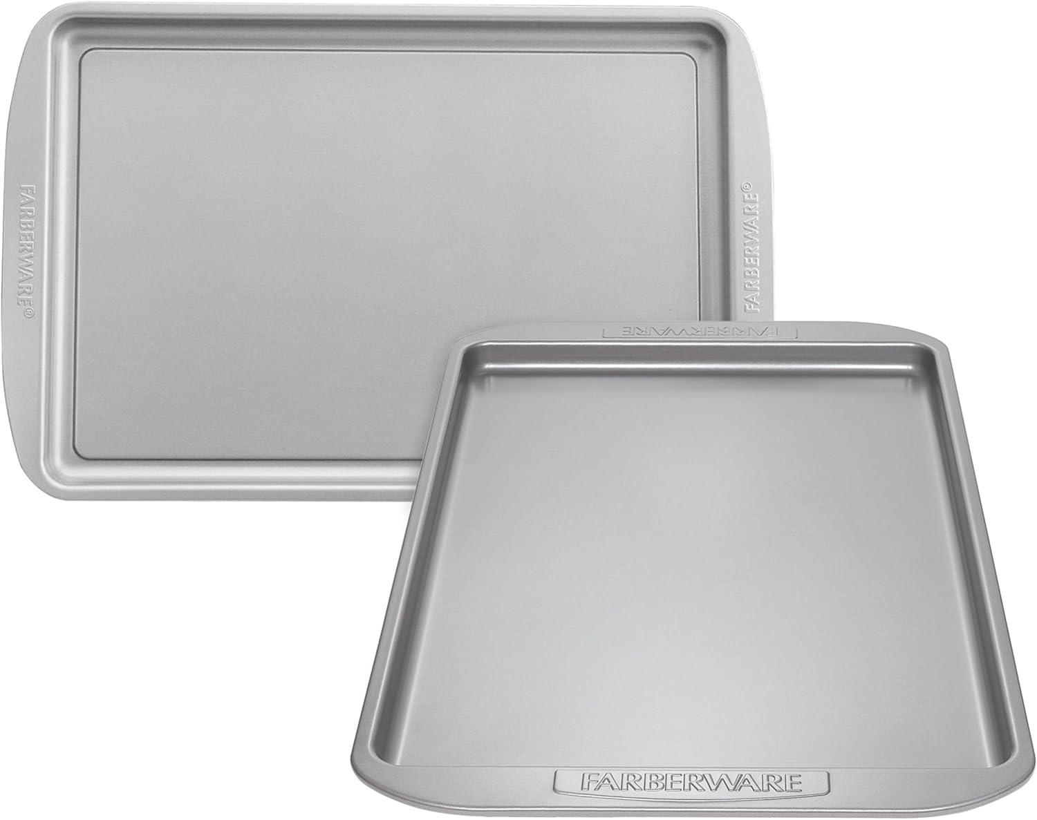 imageFarberware Nonstick Bakeware Nonstick Cookie Sheet  Baking Sheet  10 Inch x 15 Inch Gray11 x 17 2 piece