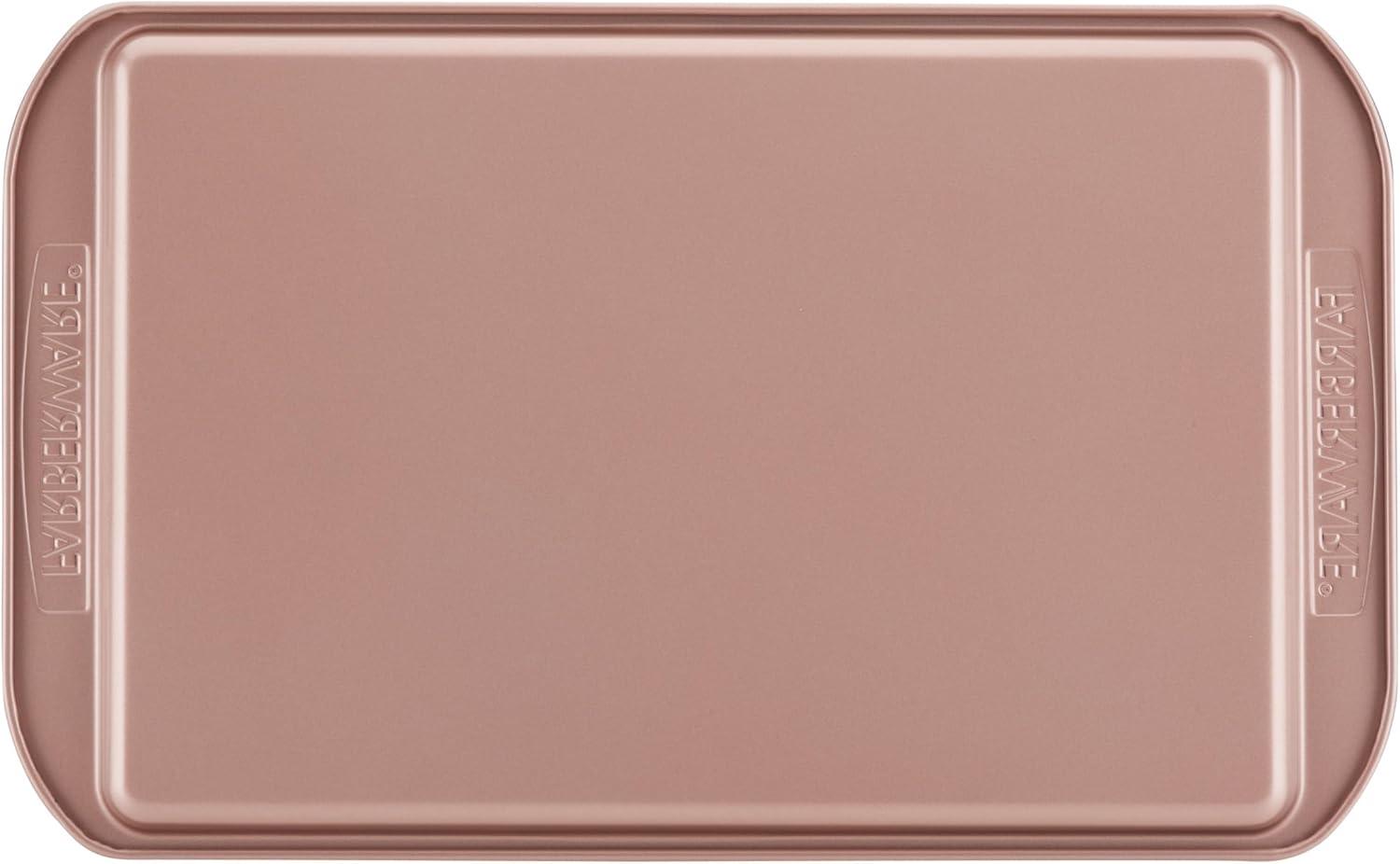 imageFarberware Nonstick Bakeware Nonstick Cookie Sheet  Baking Sheet  10 Inch x 15 Inch Rose Gold RedCookie Pan 10Inch x 15Inch