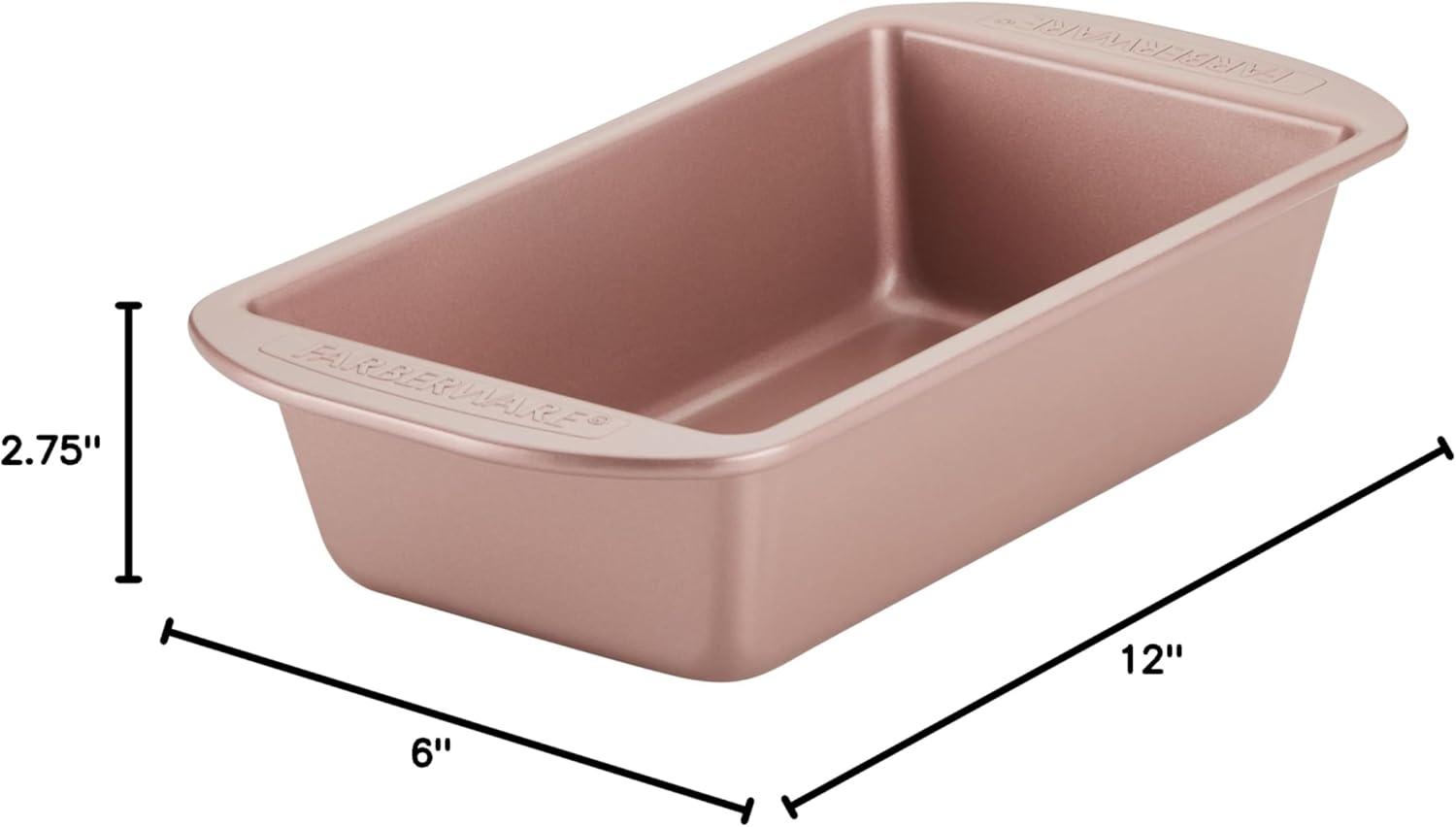 imageFarberware Nonstick Bakeware Nonstick Cookie Sheet  Baking Sheet  10 Inch x 15 Inch Rose Gold RedLoaf Pan