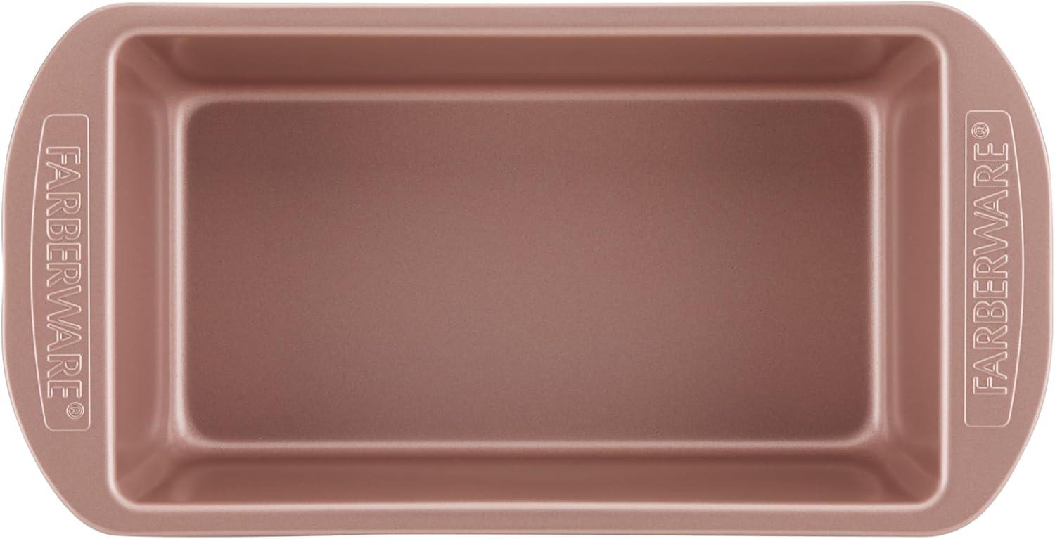 imageFarberware Nonstick Bakeware Nonstick Cookie Sheet  Baking Sheet  10 Inch x 15 Inch Rose Gold RedLoaf Pan