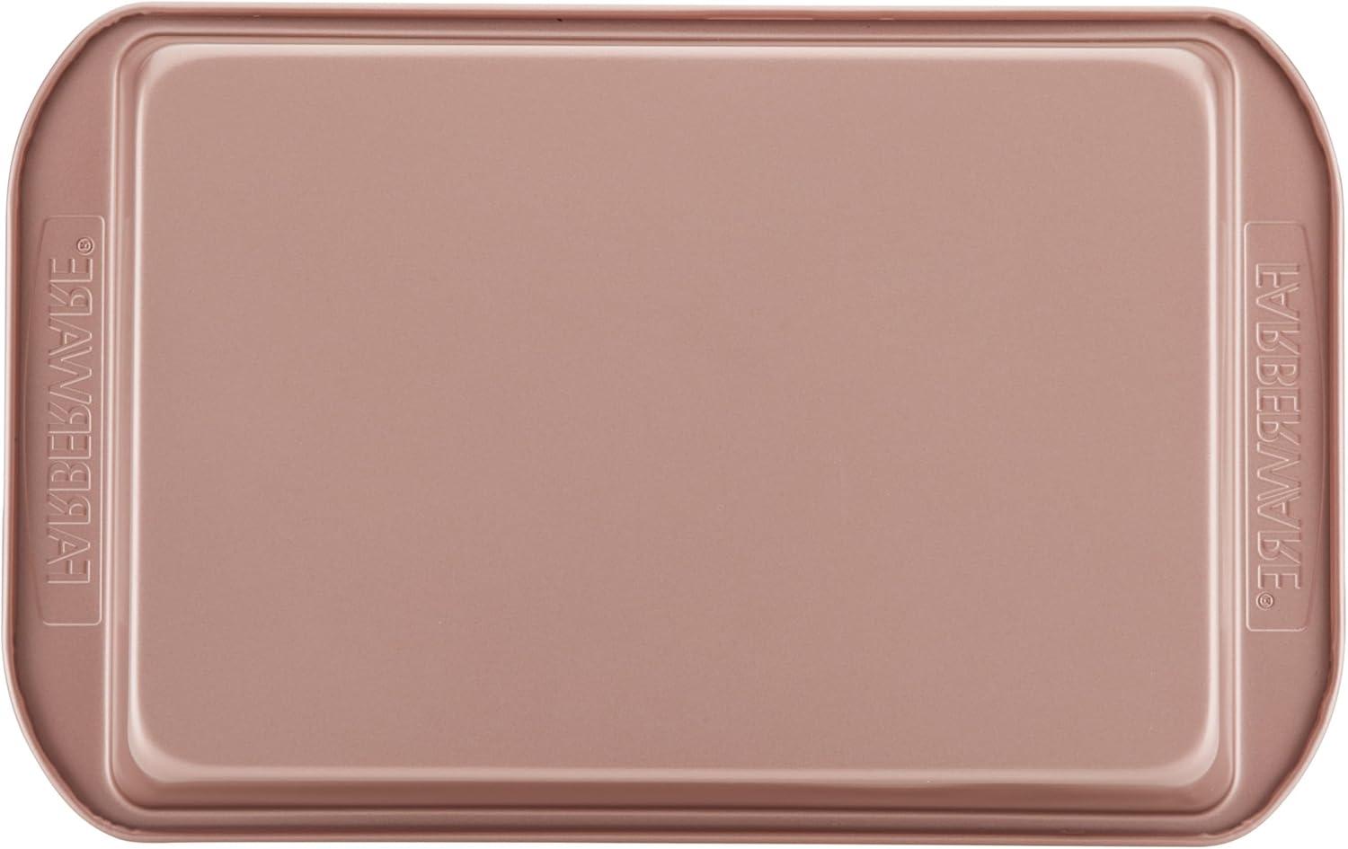 imageFarberware Nonstick Bakeware Nonstick Cookie Sheet  Baking Sheet  10 Inch x 15 Inch Rose Gold RedRectangular Cake Pan 9Inch x 13Inch