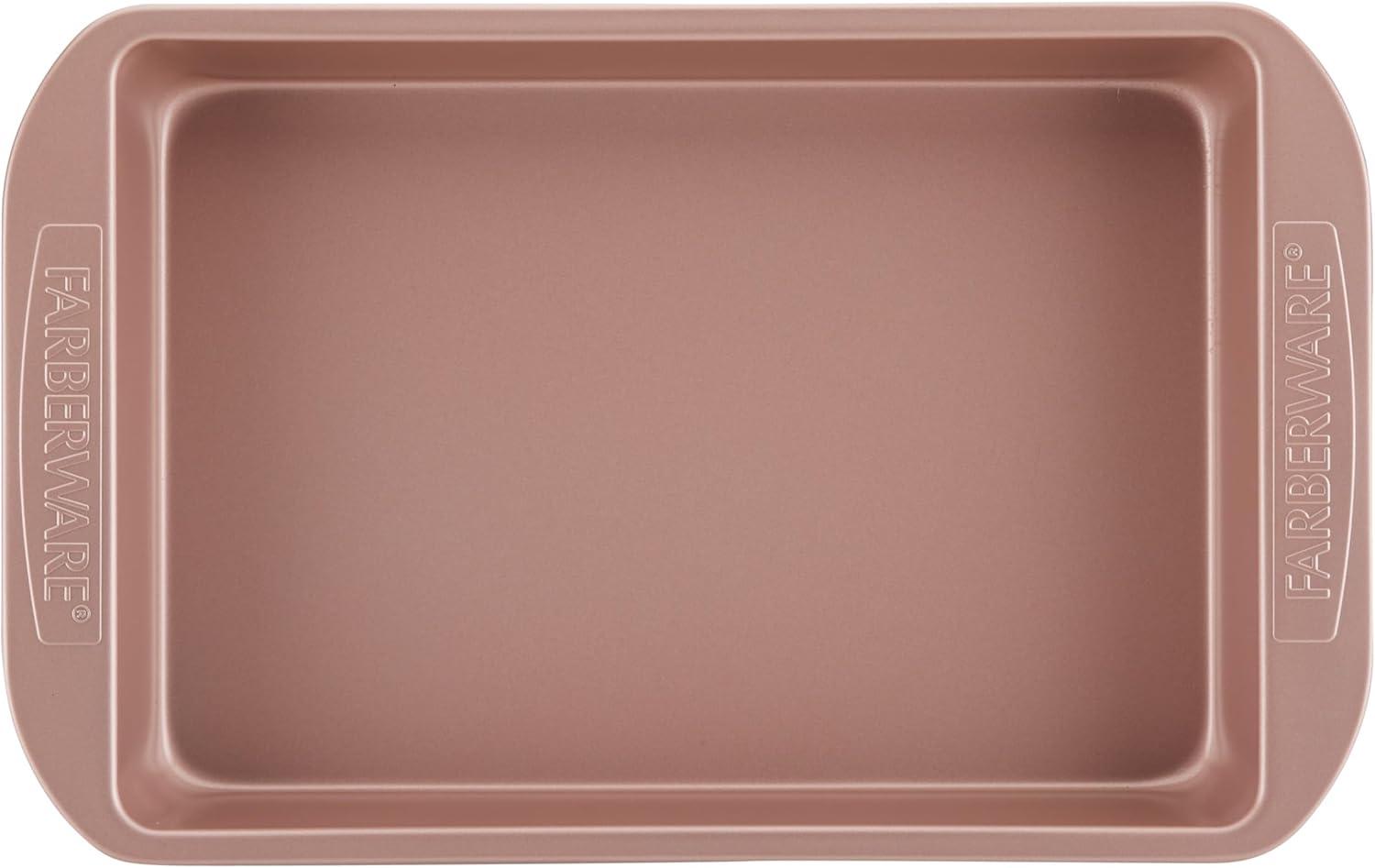 imageFarberware Nonstick Bakeware Nonstick Cookie Sheet  Baking Sheet  10 Inch x 15 Inch Rose Gold RedRectangular Cake Pan 9Inch x 13Inch