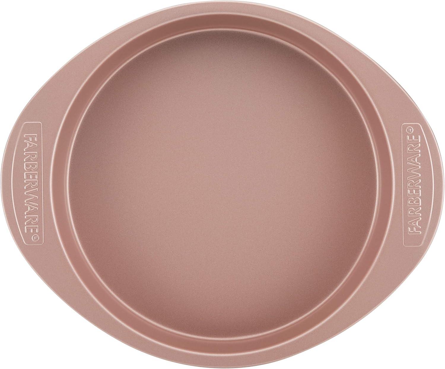 imageFarberware Nonstick Bakeware Nonstick Cookie Sheet  Baking Sheet  10 Inch x 15 Inch Rose Gold RedRound Cake Pan 9Inch