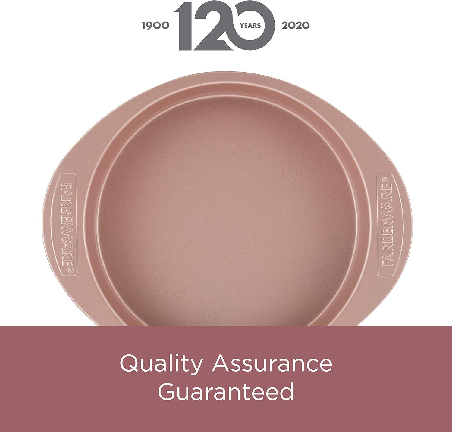 imageFarberware Nonstick Bakeware Nonstick Cookie Sheet  Baking Sheet  10 Inch x 15 Inch Rose Gold RedRound Cake Pan 9Inch