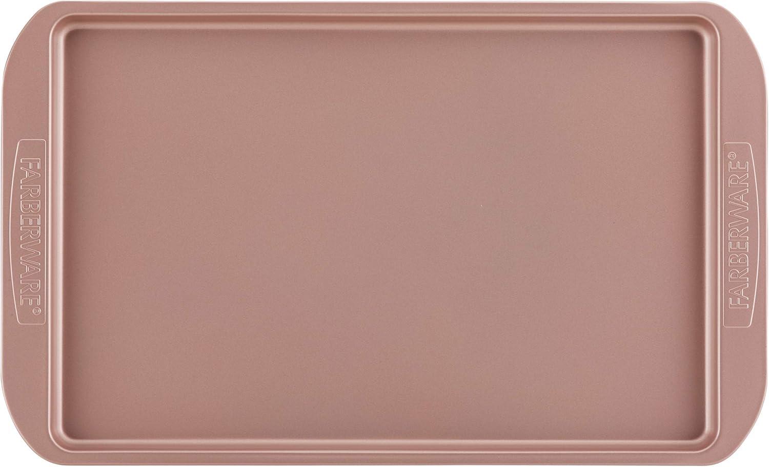 imageFarberware Nonstick Bakeware Nonstick Cookie Sheet  Baking Sheet  10 Inch x 15 Inch Rose Gold RedSheet Pan 11Inch x 17Inch