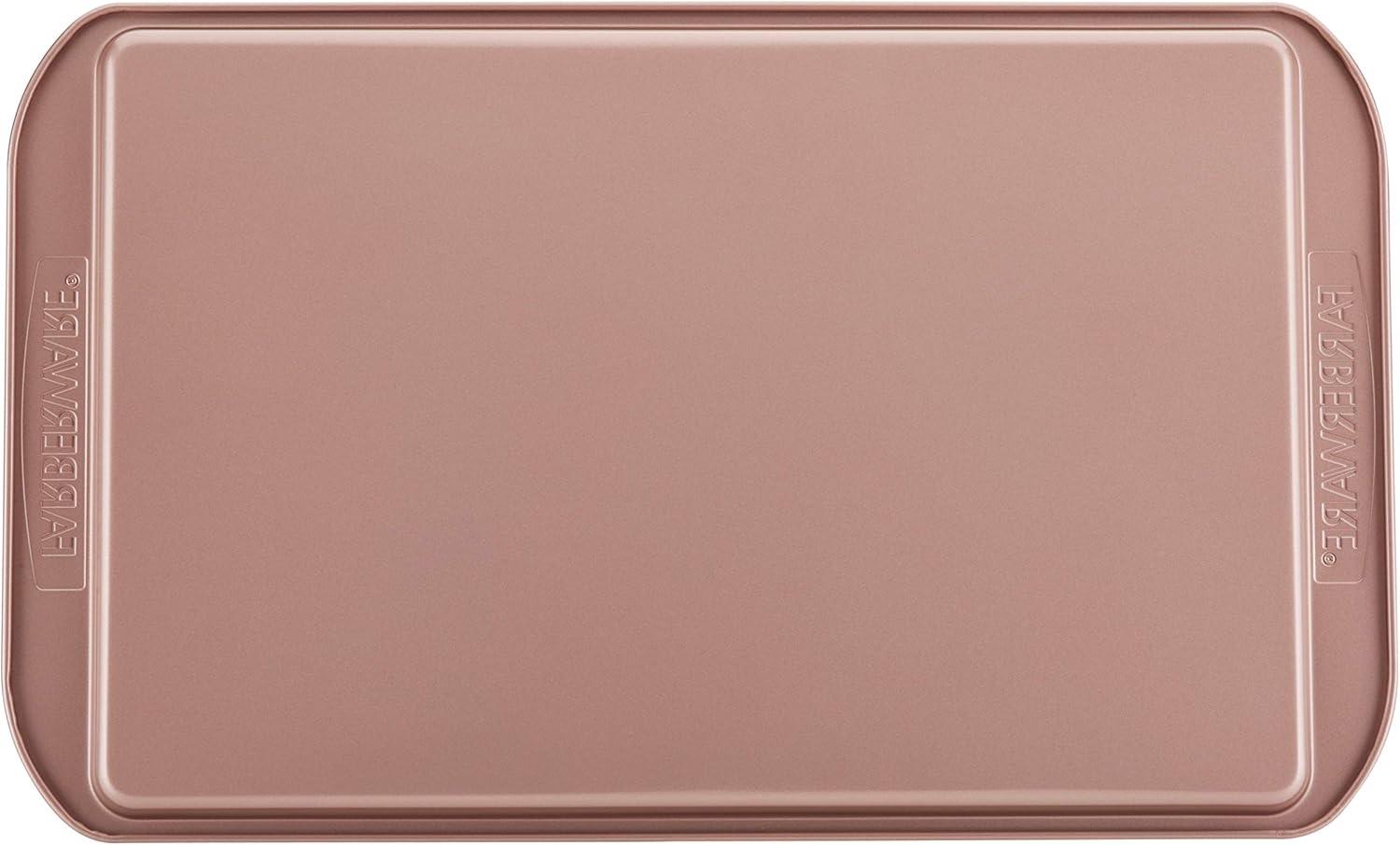 imageFarberware Nonstick Bakeware Nonstick Cookie Sheet  Baking Sheet  10 Inch x 15 Inch Rose Gold RedSheet Pan 11Inch x 17Inch