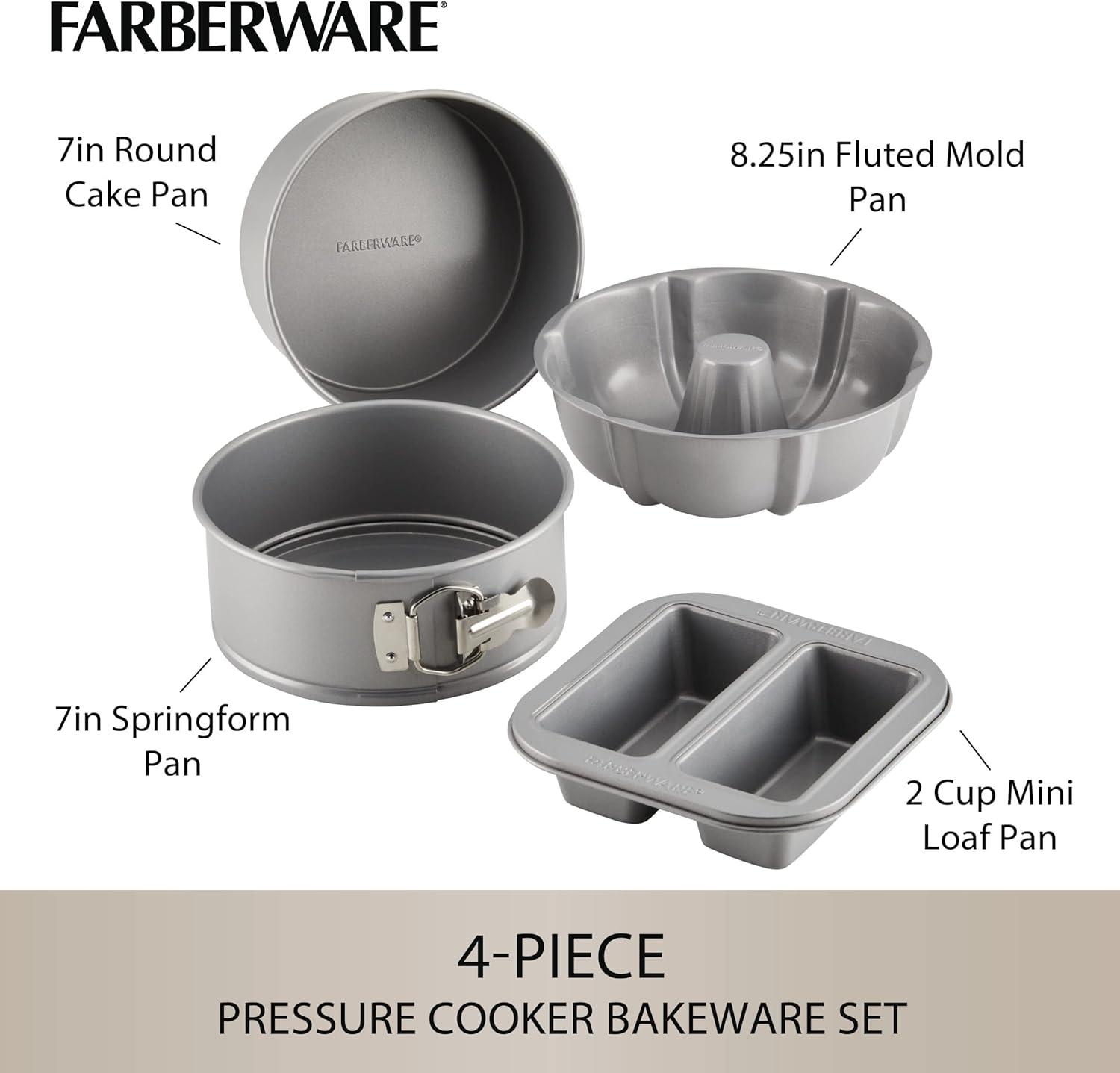 imageFarberware Specialty Bakeware Nonstick Baking Set for Pressure Cooker or in The Oven 4 Piece Gray