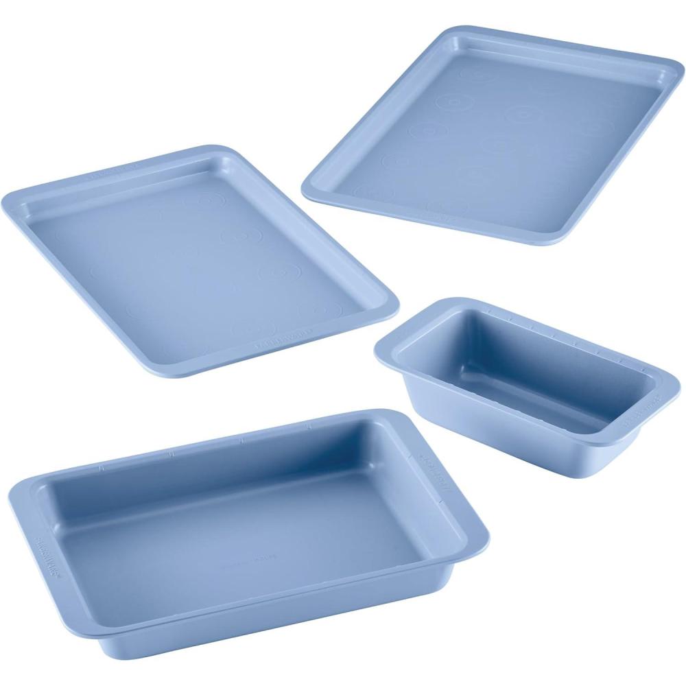 imageFarberware Easy Solutions Nonstick Bakeware Includes 10 Inch x 15 Inch Cookie Baking Sheet and 12Cup Muffin Pan 2 Piece  Blue4 Piece