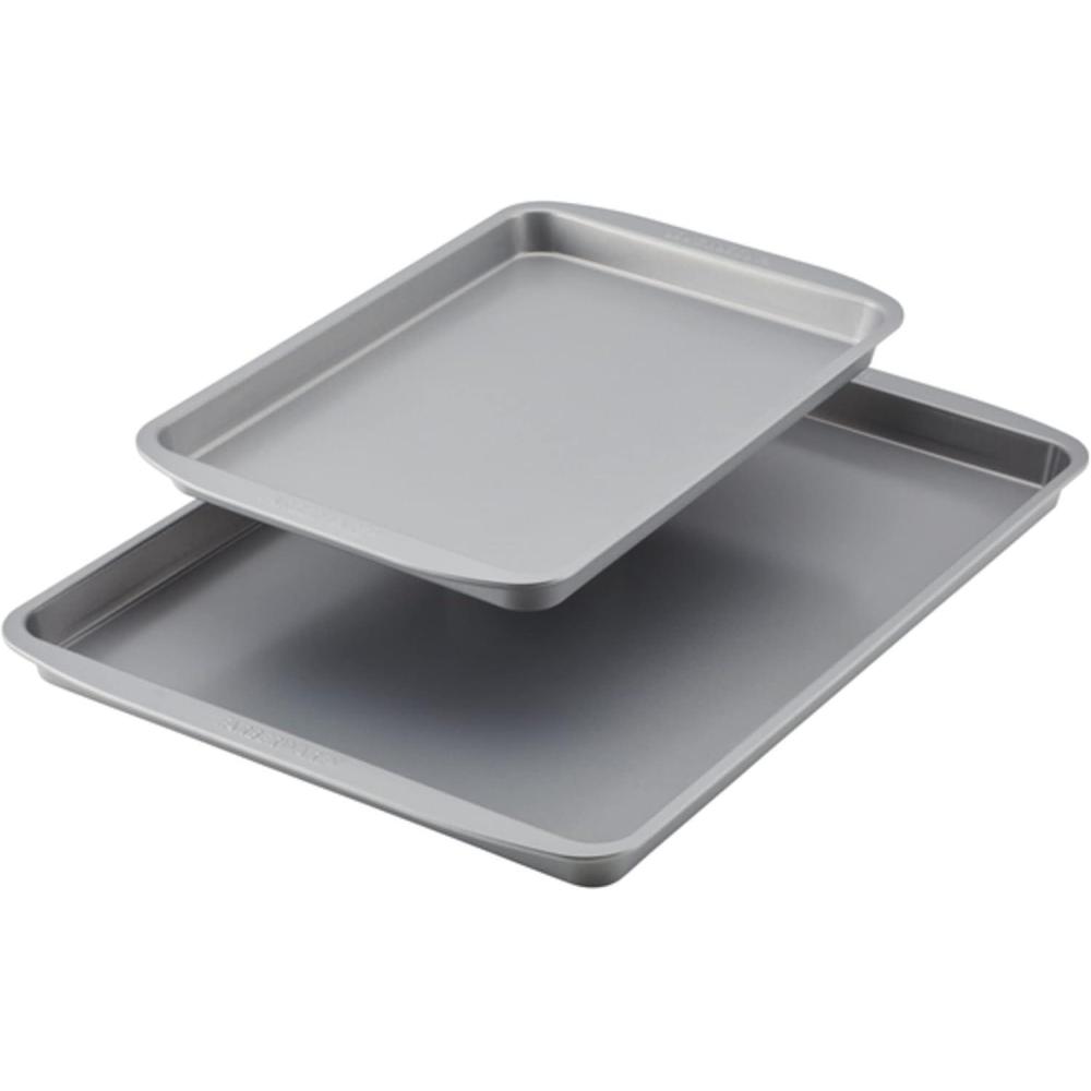 imageFarberware Insulated Nonstick Bakeware 14Inch x 16Inch Jumbo Cookie Sheet Light Gray2Piece Sheet Pan Set