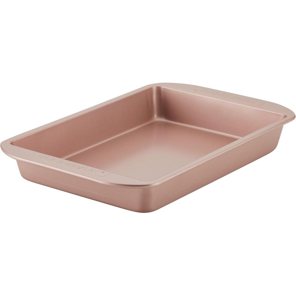 imageFarberware Nonstick Bakeware Nonstick Cookie Sheet  Baking Sheet  10 Inch x 15 Inch Rose Gold RedRectangular Cake Pan 9Inch x 13Inch