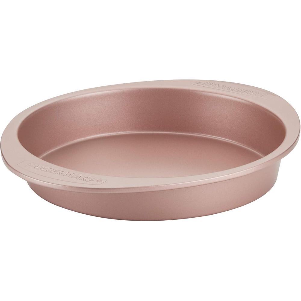 imageFarberware Nonstick Bakeware Nonstick Cookie Sheet  Baking Sheet  10 Inch x 15 Inch Rose Gold RedRound Cake Pan 9Inch