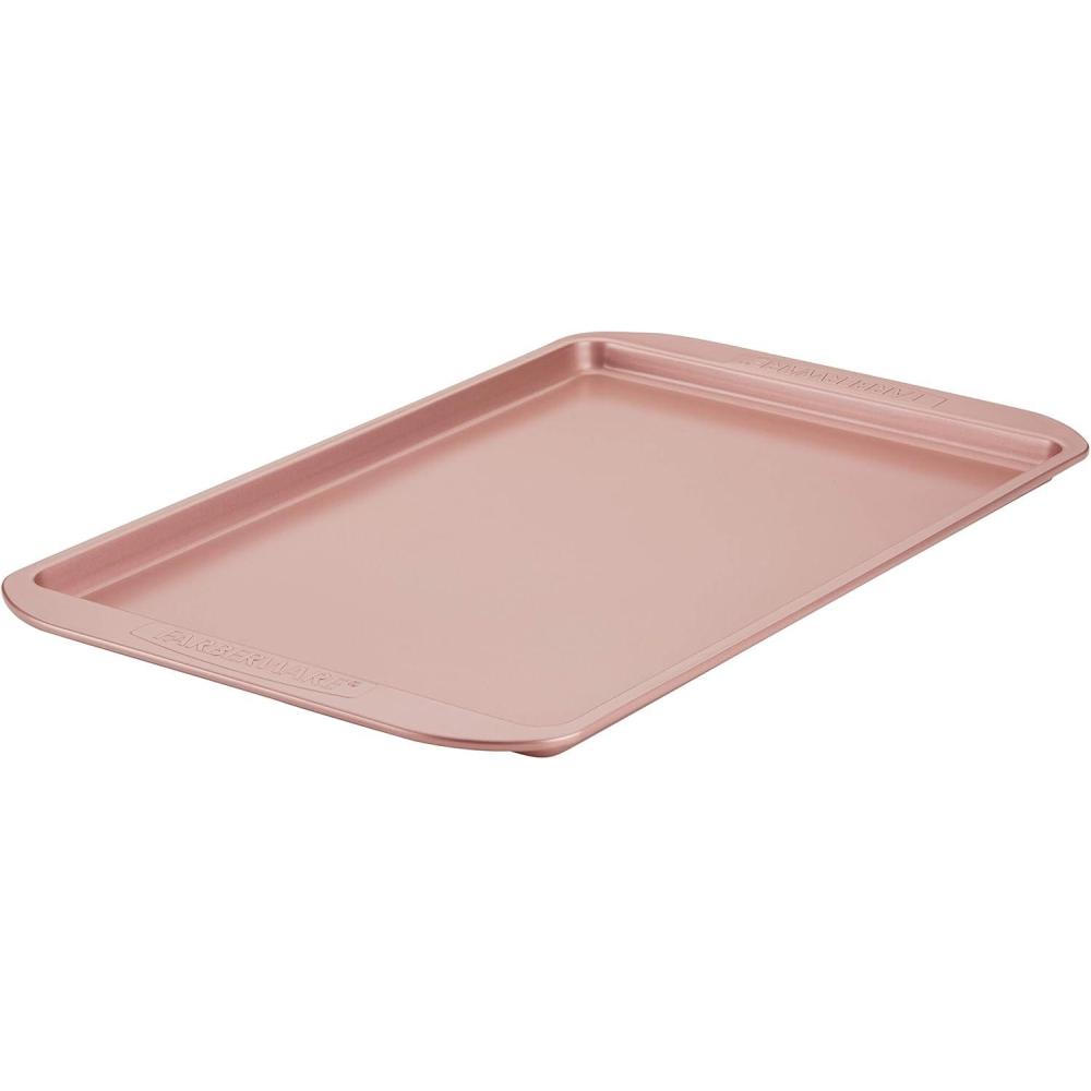 imageFarberware Nonstick Bakeware Nonstick Cookie Sheet  Baking Sheet  10 Inch x 15 Inch Rose Gold RedSheet Pan 11Inch x 17Inch