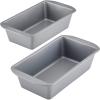 imageFarberware GoldenBake Bakeware Nonstick MeatloafLoaf Pan Set Insulated Two 9Inch x 5Inch Gray