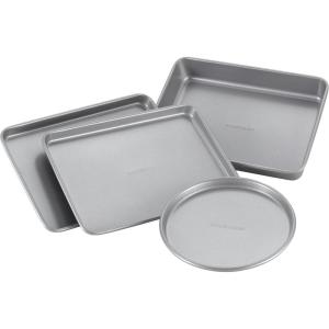imageFarberware Bakeware Steel Nonstick Toaster Oven Pan Set 4Piece Baking Set Gray