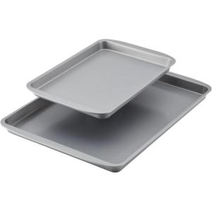 imageFarberware Insulated Nonstick Bakeware 14Inch x 16Inch Jumbo Cookie Sheet Light Gray2Piece Sheet Pan Set