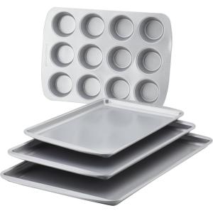 imageFarberware Nonstick Bakeware 4Piece Baking Sheet Set Gray 