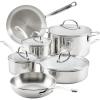 imageFarberware Millennium Stainless Steel Pots and Pans with Lids Induction Ready Compatible with All Cooktops Metal Utensil Safe 10 Piece Cookware Set Dishwasher Safe  Stainless Steel