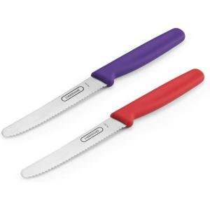 imageFarberware Professional 5242750 Paring Knives With Plastic Handles Set of 3 Green Blue and RedRed and Purple