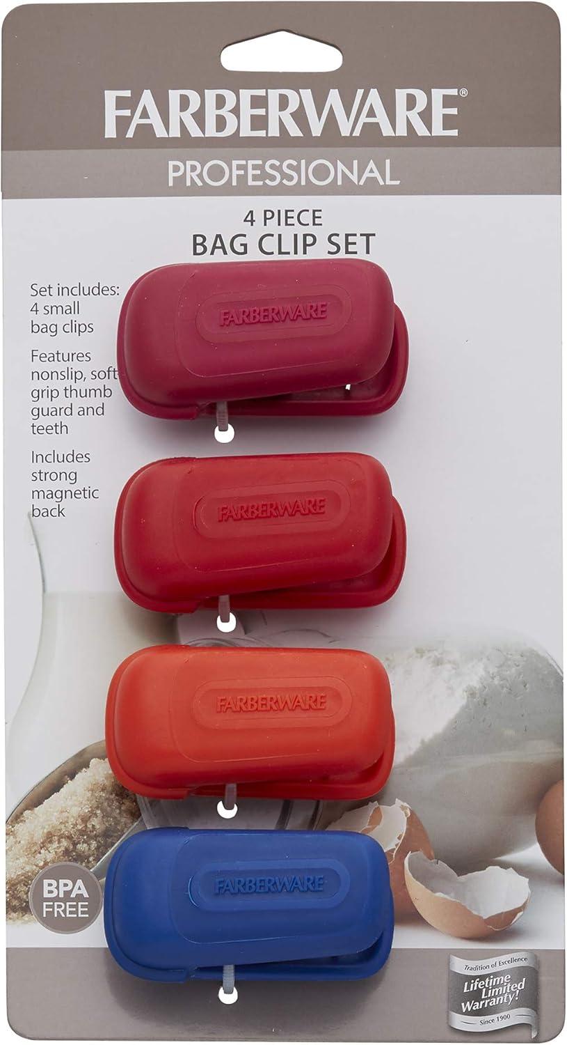 imageFarberware 5211487 Professional AllPurpose Magnetic Bag Clips Assorted ColorsSmall  Set of 4
