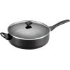 imageFarberware Dishwasher Safe Nonstick Jumbo CookerSaute Pan with Helper Handle  6 Quart Black amp Glide Nonstick Sauce PanSaucepan with Straining and Lid 3 Quart Black
