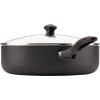 imageFarberware Dishwasher Safe Nonstick Jumbo CookerSaute Pan with Helper Handle  6 Quart Black amp Glide Nonstick Sauce PanSaucepan with Straining and Lid 3 Quart Black