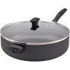 imageFarberware Dishwasher Safe Nonstick Jumbo CookerSaute Pan with Helper Handle  6 Quart Black amp Glide Nonstick Sauce PanSaucepan with Straining and Lid 3 Quart Black