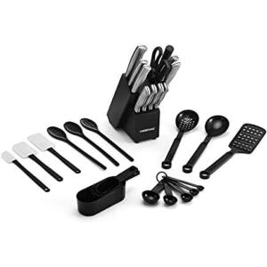 imageFarberware FPP12P 12Piece HighCarbon Stamped Stainless Steel Knife Block Set Black Block30Piece Knife Block and Tool Set