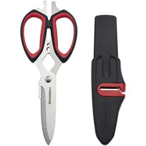 imageFarberware SelfSharpening Stainless Steel AllPurpose Shears with Edgekeeper SleeveBlackRed
