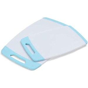 image:imageFarberware Nonstick Poly Cutting Board Set 2Piece White with Aqua Trim85L x 128W